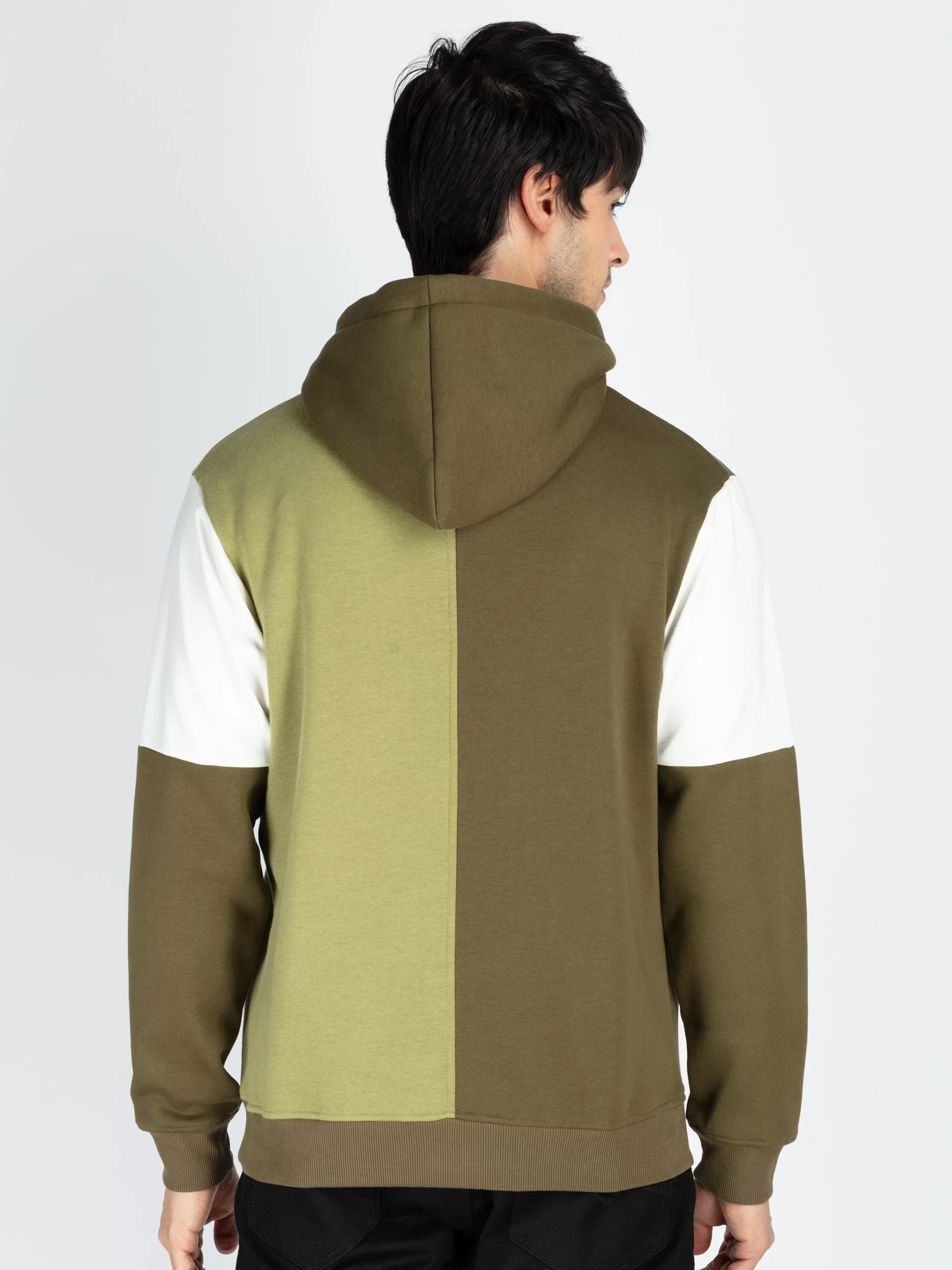 Mens Colorblocked Full Sleeve Hooded Sweatshirt