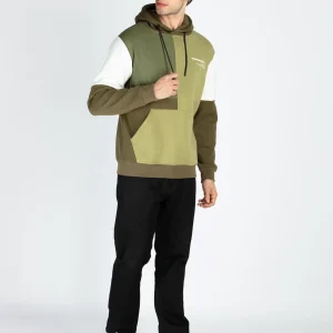 Mens Colorblocked Full Sleeve Hooded Sweatshirt