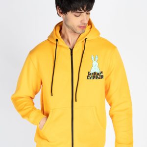 Mens Printed Round Neck Hooded Sweatshirt