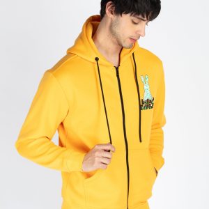 Mens Printed Round Neck Hooded Sweatshirt