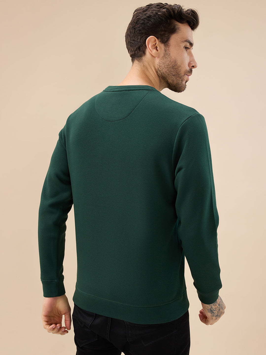 Status Quo Men'S Chest Rubber Typography Print Full Sleeve Round Neck Fleece Sweatshirt