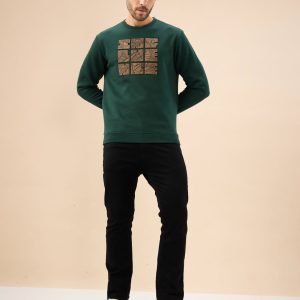 Status Quo Men'S Chest Rubber Typography Print Full Sleeve Round Neck Fleece Sweatshirt