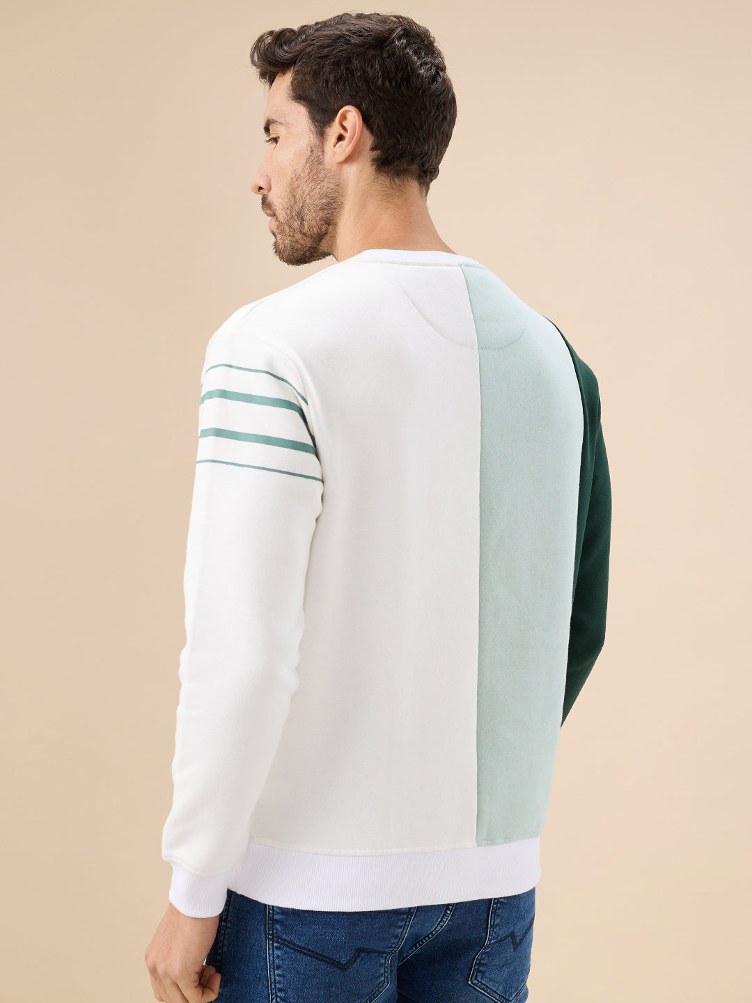 Status Quo Men'S Colorblock Typography Print Full Sleeve Round Neck Fleece Sweatshirt