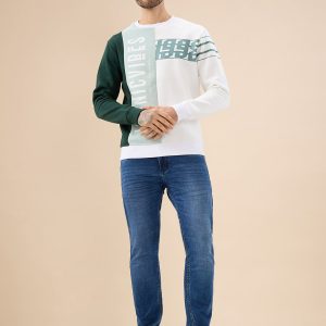Status Quo Men'S Colorblock Typography Print Full Sleeve Round Neck Fleece Sweatshirt