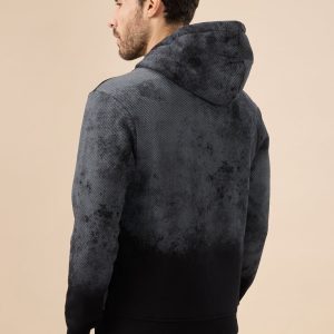 Status Quo Men'S Chest Embossed Print Full Sleeve Hooded Fleece Sweatshirt