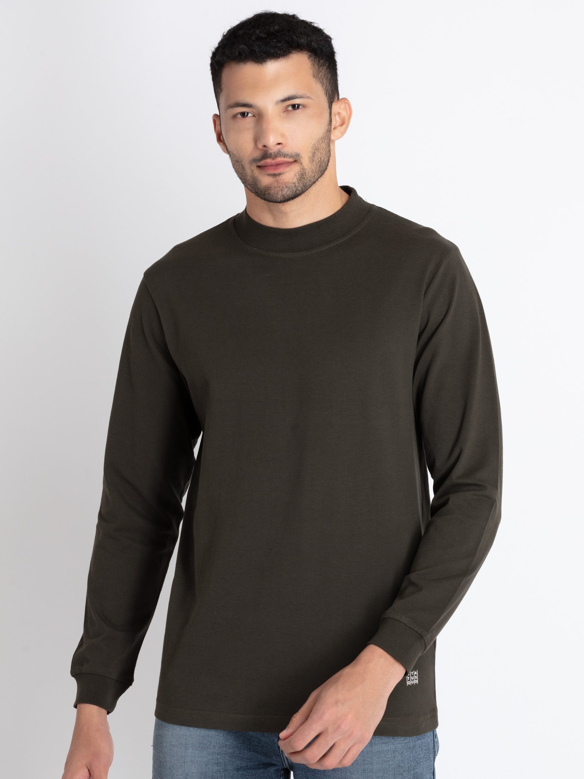 Status Quo Mens Solid Round Neck T-Shirt