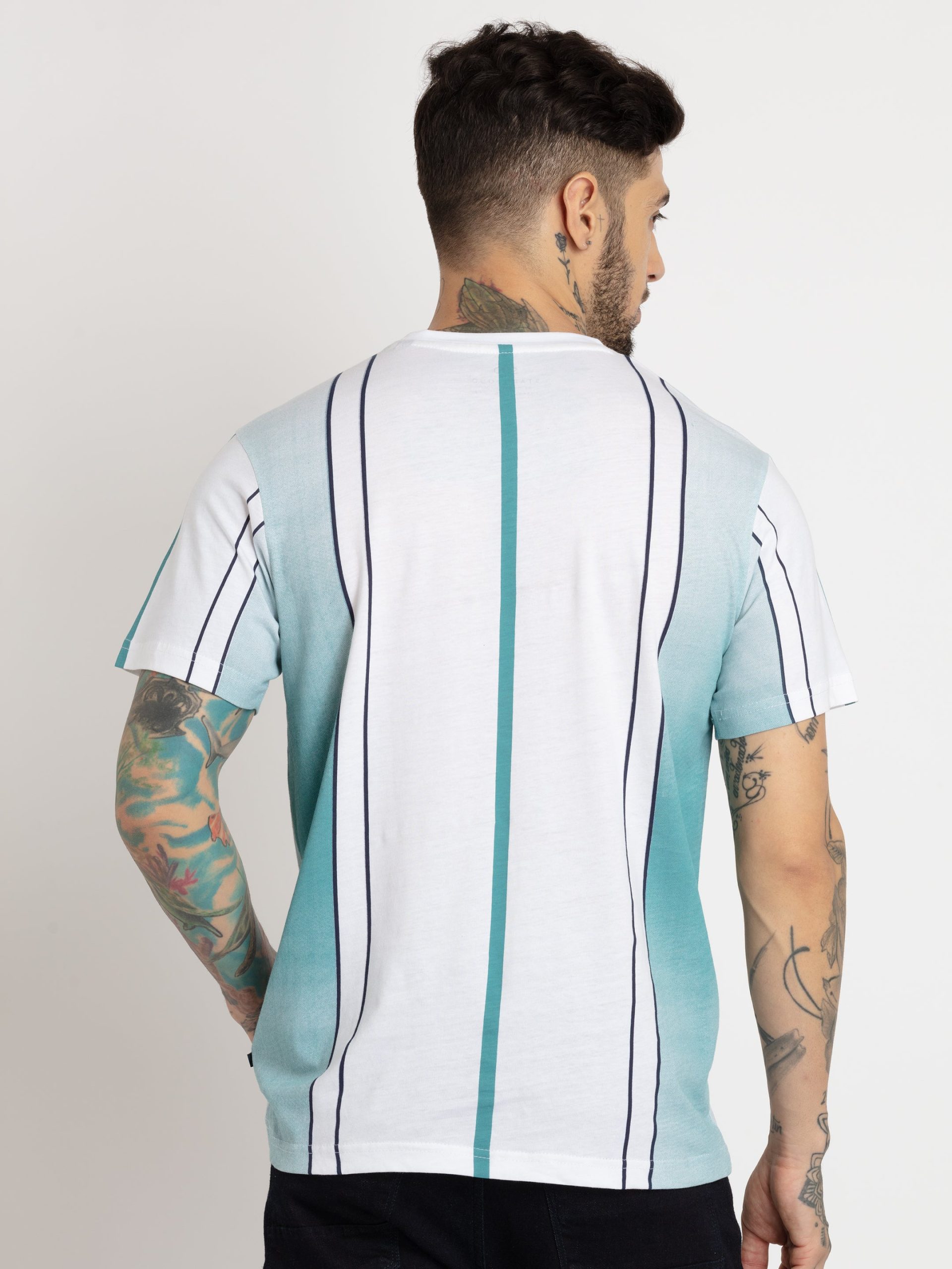 Status Quo Mens Striped Round Neck Tshirt