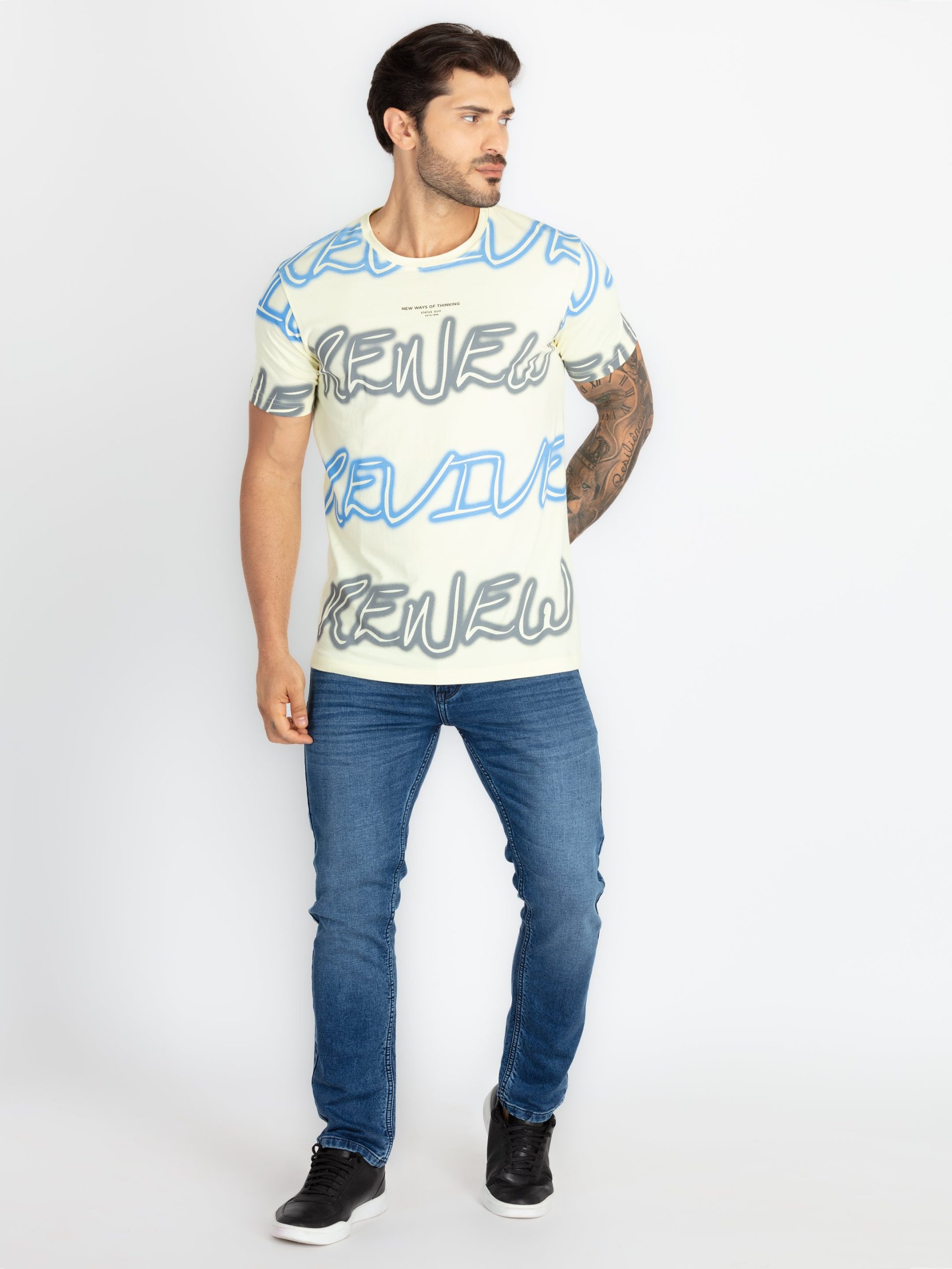 Mens Printed Round Neck T-Shirt