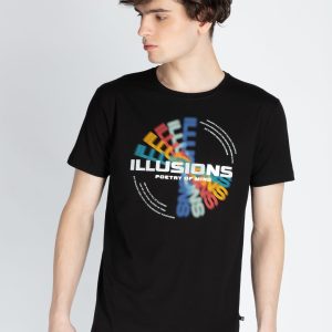 Mens Front Printed Round Neck T-Shirt