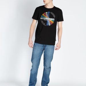 Mens Front Printed Round Neck T-Shirt