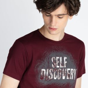 Mens Front Printed Round Neck T-Shirt