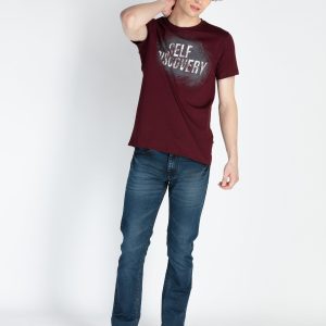 Mens Front Printed Round Neck T-Shirt