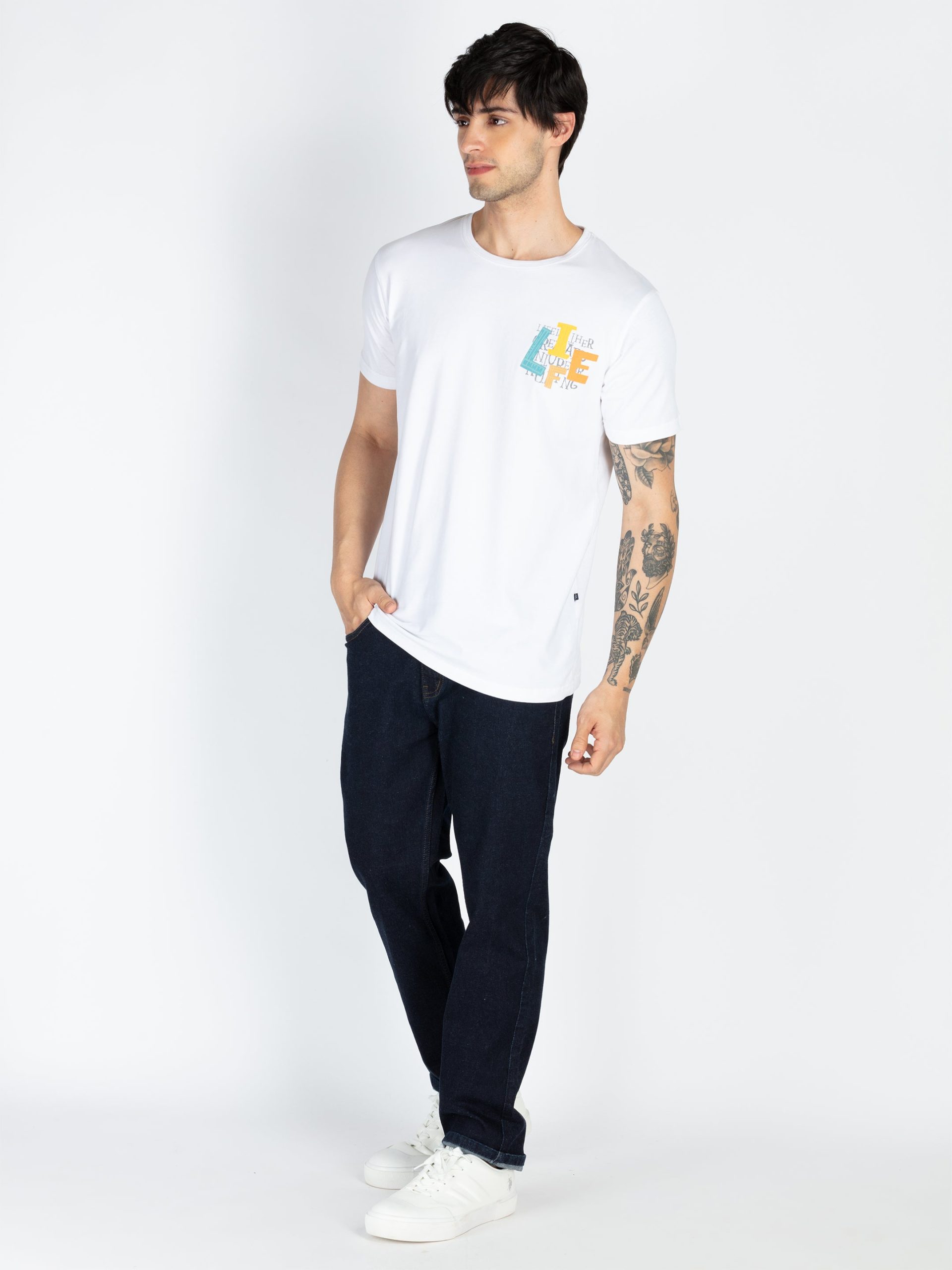 Mens Front & Back Printed Round Neck T-Shirt