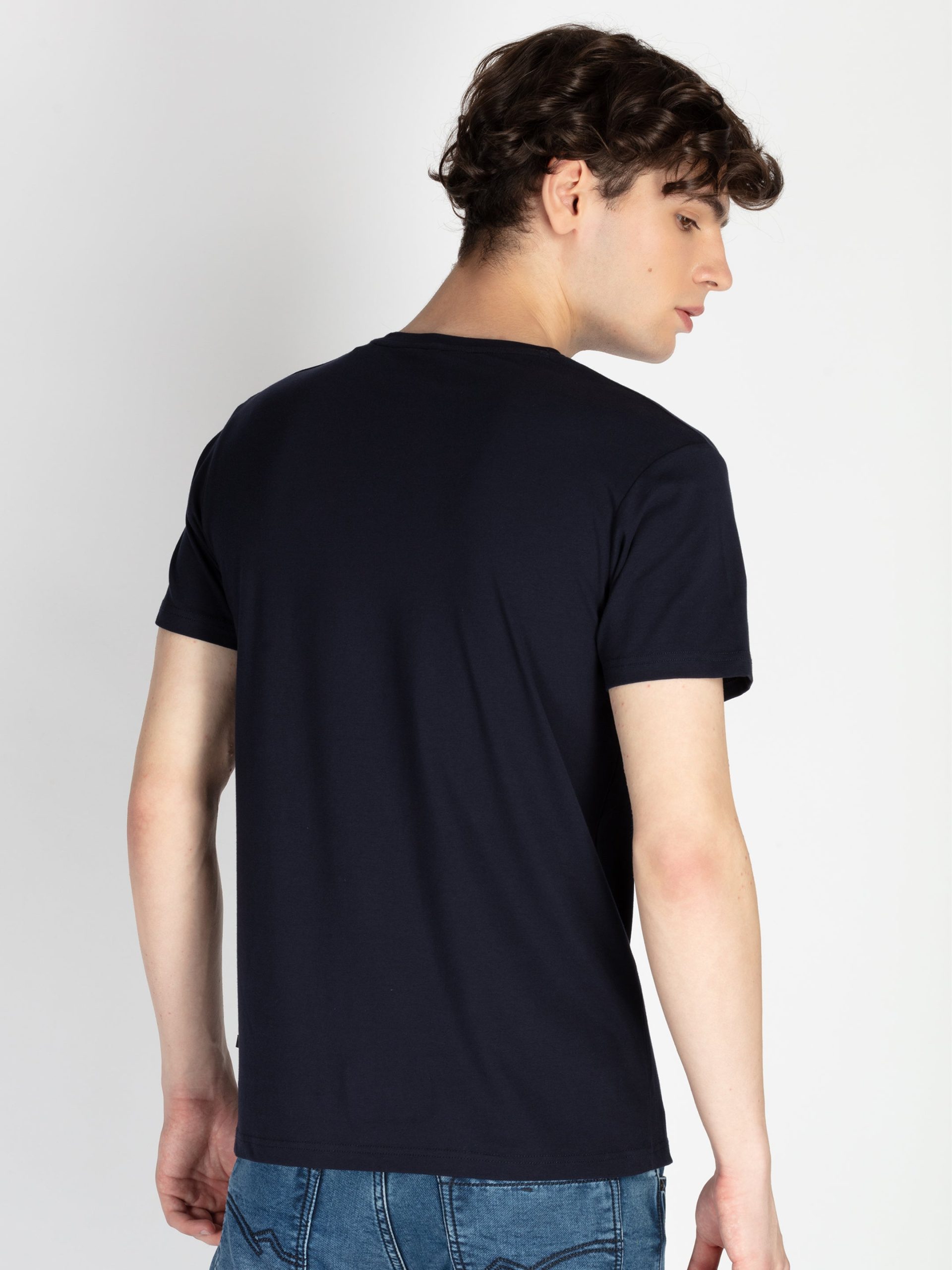 Mens Front Printed Round Neck T-Shirt
