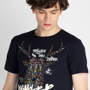 Mens Front Printed Round Neck T-Shirt