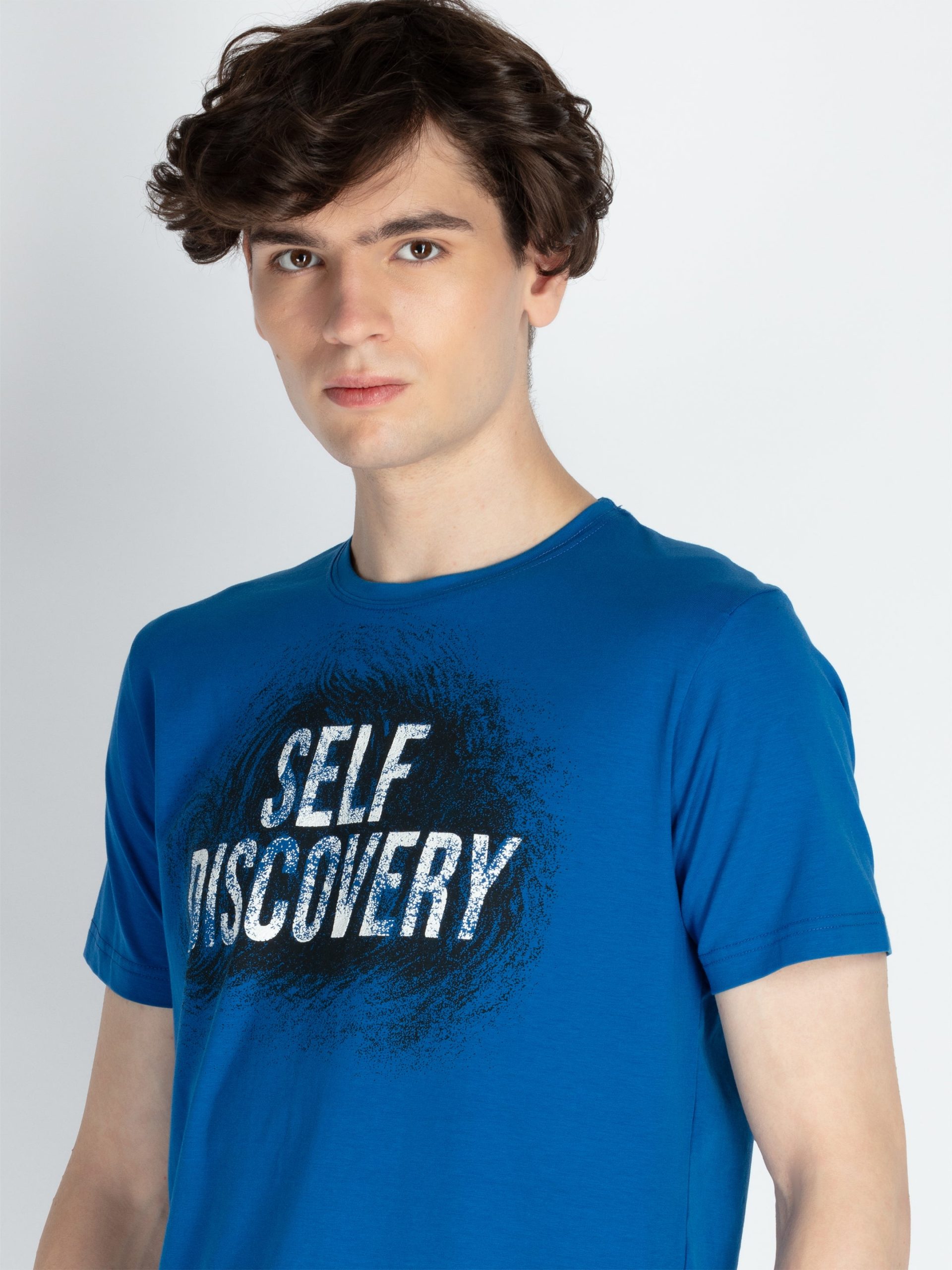 Mens Front Printed Round Neck T-Shirt