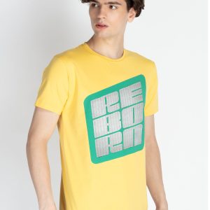 Mens Front Printed Round Neck T-Shirt