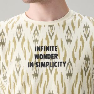 Status Quo Men'S Ikat Printed Cotton Round Neck T-Shirt With Minimal Typography