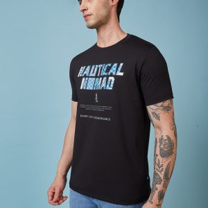 Status Quo Men'S Typography Printed Round Neck Short Sleeves Regular Fit Tshirt
