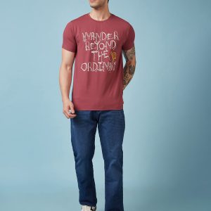 Mens Chest Printed Round Neck Tshirt