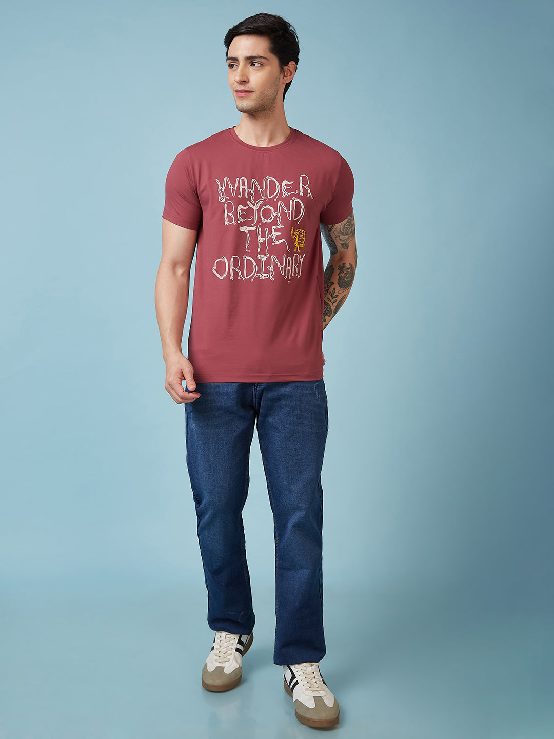 Mens Chest Printed Round Neck Tshirt