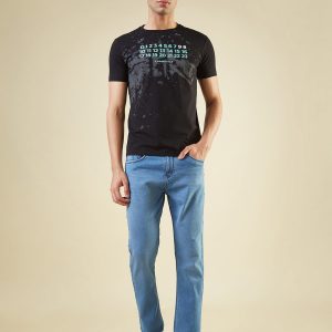 Status Quo Men'S Chest Typography Printed Round Neck Half Sleeves Regular Fit Tshirt