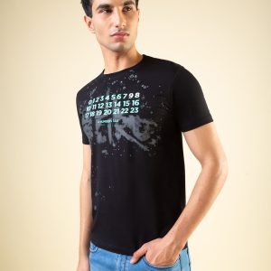 Status Quo Men'S Chest Typography Printed Round Neck Half Sleeves Regular Fit Tshirt