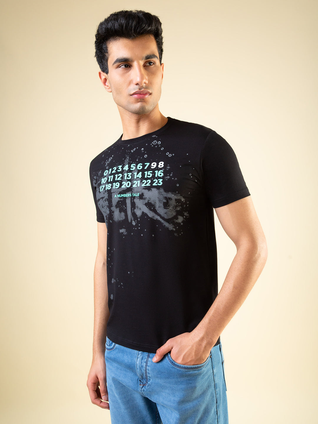 Status Quo Men'S Chest Typography Printed Round Neck Half Sleeves Regular Fit Tshirt