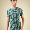 Status Quo Men'S All-Over Abstract Printed Round Neck Half Sleeves Regular Fit Tshirt