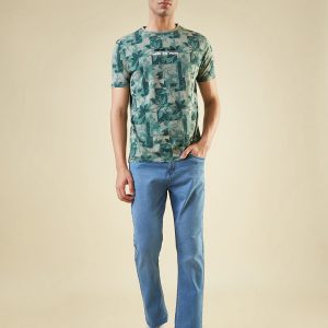 Status Quo Men'S All-Over Abstract Printed Round Neck Half Sleeves Regular Fit Tshirt