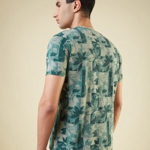 Status Quo Men'S All-Over Abstract Printed Round Neck Half Sleeves Regular Fit Tshirt