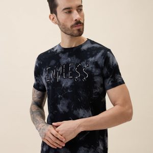 Status Quo Men'S Printed Round Neck Half Sleeves Regular Fit Tshirt