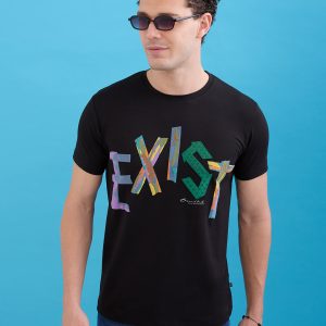 Status Quo Men'S Printed Round Neck Half Sleeves Regular Fit Tshirt