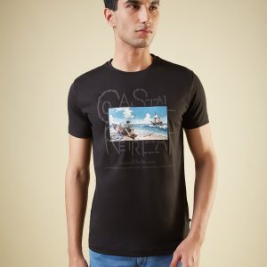Status Quo Men'S Chest Graphic Printed Round Neck Half Sleeves Regular Fit Tshirt