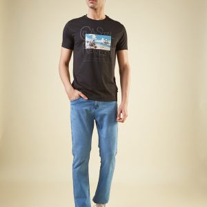 Status Quo Men'S Chest Graphic Printed Round Neck Half Sleeves Regular Fit Tshirt