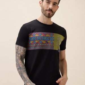 Men'S Printed Round Neck Half Sleeves Regular Fit Tshirt