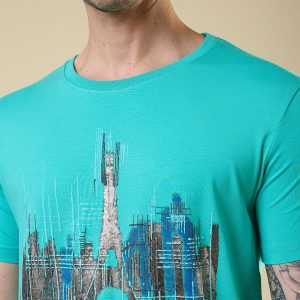 Mens Full-Front Graphic Printed Half Sleeves Regular Fit T-Shirt