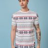 Status Quo Men'S Abstract Printed Round Neck Short Sleeves Regular Fit Tshirt