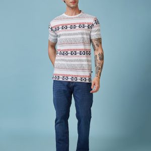Status Quo Men'S Abstract Printed Round Neck Short Sleeves Regular Fit Tshirt