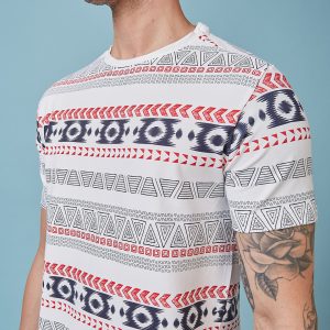 Status Quo Men'S Abstract Printed Round Neck Short Sleeves Regular Fit Tshirt