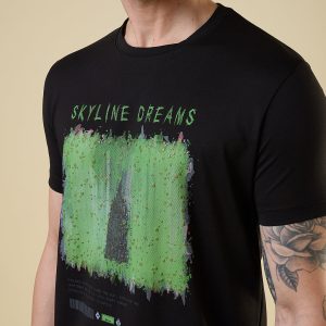 Status Quo Men'S Full-Front Graphic Printed Round Neck Half Sleeves Regular Fit Tshirt
