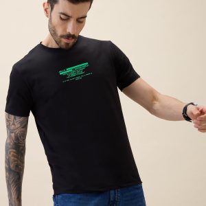Status Quo Men'S Printed Round Neck Half Sleeves Regular Fit Tshirt
