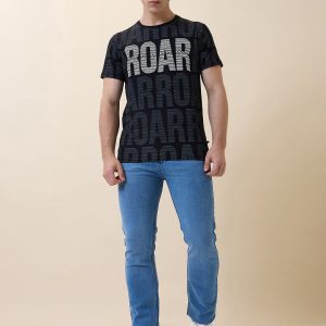 Status Quo Men'S Printed Round Neck Half Sleeves Regular Fit Tshirt