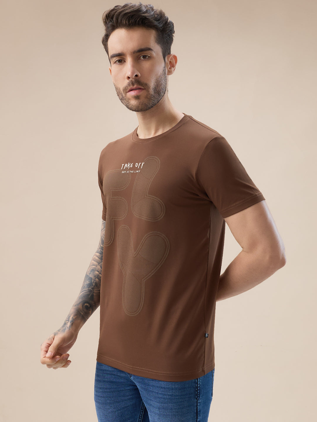 Status Quo Men'S Front Typography Print Half Sleeves Round Neck T-Shirt