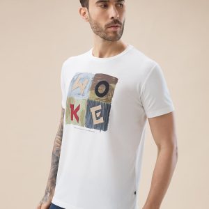 Status Quo Men'S Chest Applique Typography Print Round Neck Half Sleeves T-Shirt
