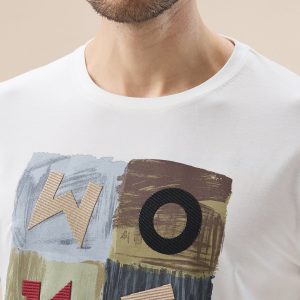 Status Quo Men'S Chest Applique Typography Print Round Neck Half Sleeves T-Shirt