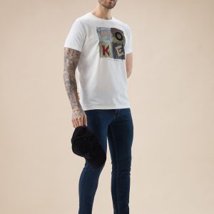 Status Quo Men'S Chest Applique Typography Print Round Neck Half Sleeves T-Shirt