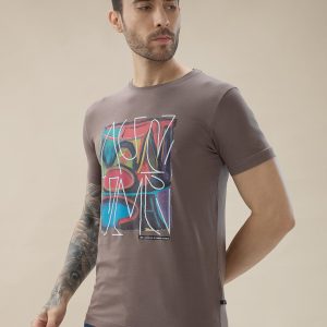 Status Quo Men'S Chest Graphic Print Round Neck Half Sleeve Regular Fit T-Shirt