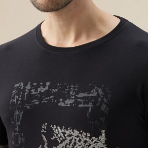 Status Quo Men'S Chest Rubberized Graphic Print Round Neck Half Sleeve Regular Fit T-Shirt