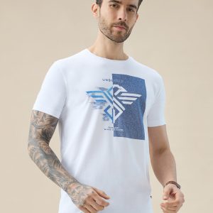 Status Quo Men'S Chest Brand Logo Graphic Print Round Neck Half Sleeve Regular Fit T-Shirt